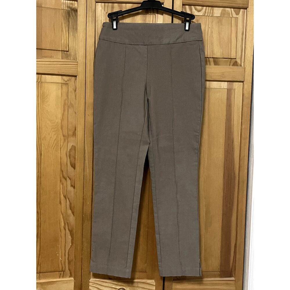 Tribal Audrey Slim Ankle Pants Womens 4 Taupe Brown Pull On Career Trousers Slit